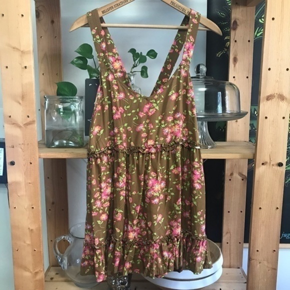 Matilda Jane Brown Floral Print On A Whim Tank Top Ruffle Hem Medium - Picture 3 of 11